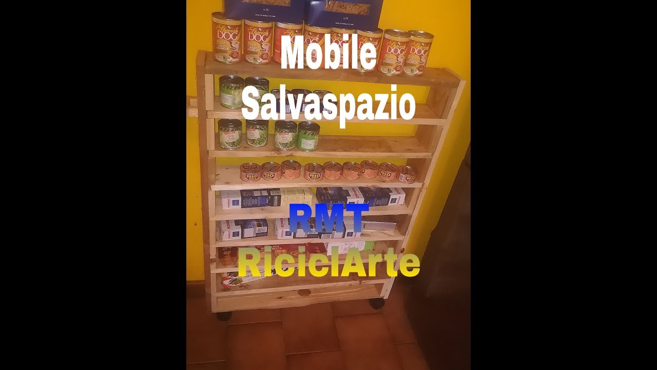 Mobile Salvaspazio con Legno Riciclato di Pallet
