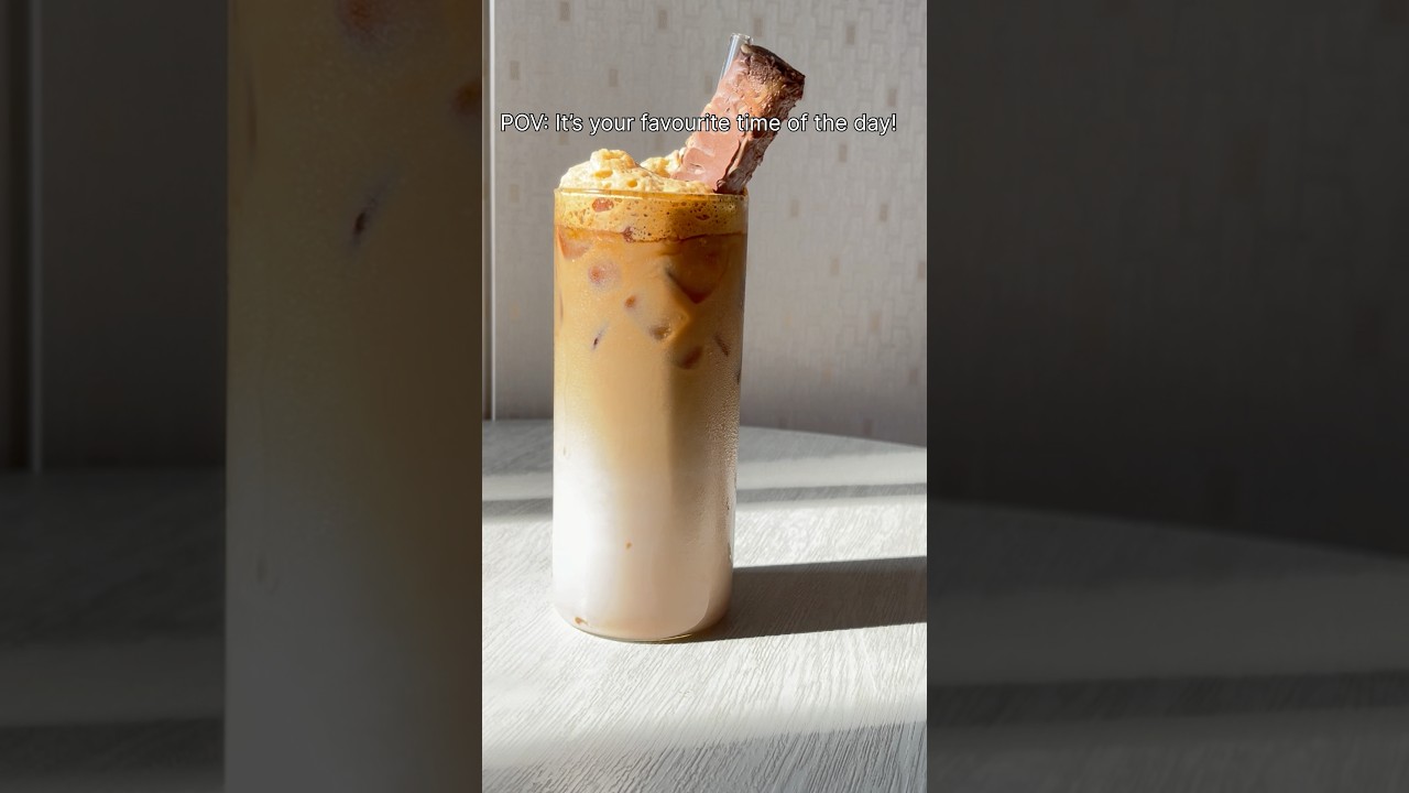 ASMR🎧 Twix Chocolate Whipped Coffee #asmr #satisfying #cafe #chocolate #coffee #frappe #shorts #yum