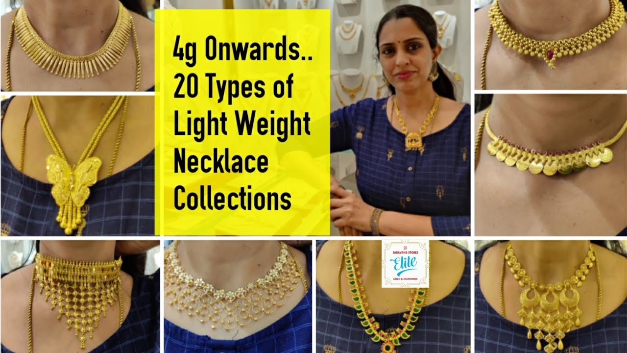 4g onwards 20 Types of Light Weight Gold Necklace Collections| 10g Kasu Malai Mango Malai New Design