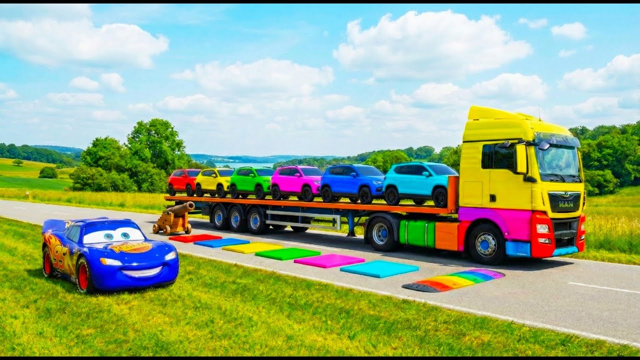 Flatbed Truck McQueen | Transportation with Truck – Pothole vs Car #09 | BeamNG.Drive