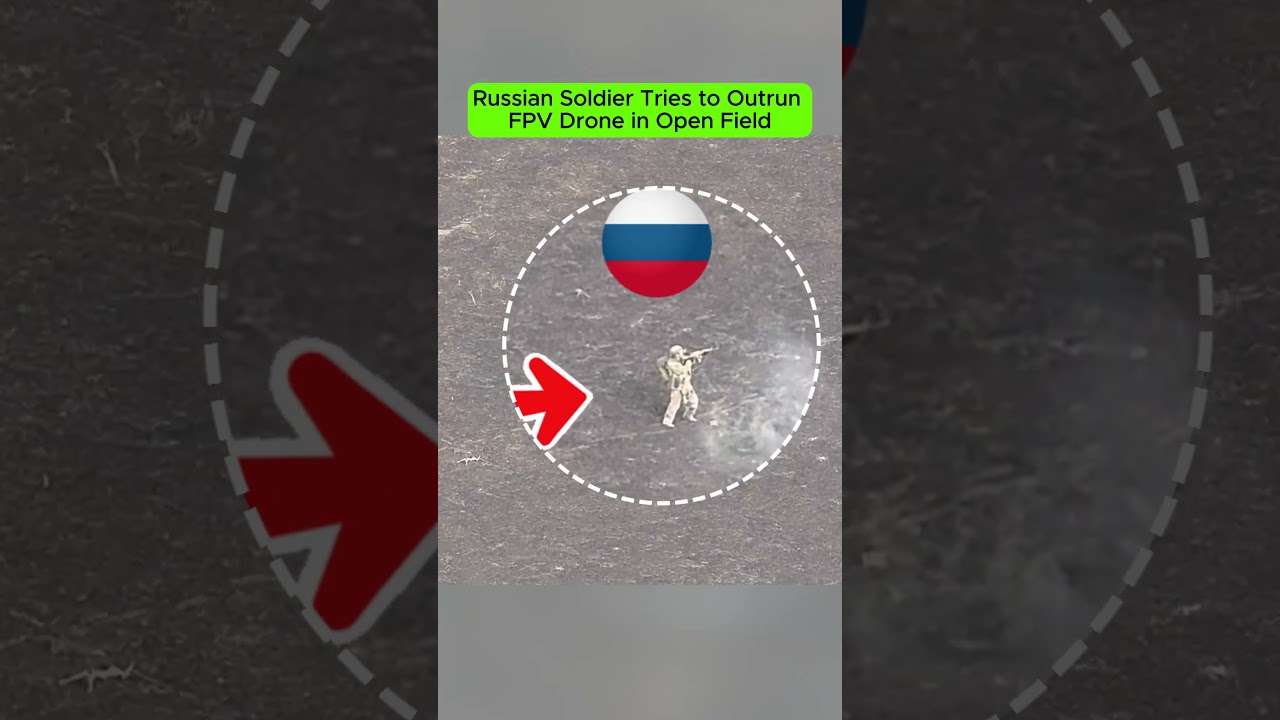 Russian Soldier Tries to Outrun FPV Drone in Open Field   Combat Footage.