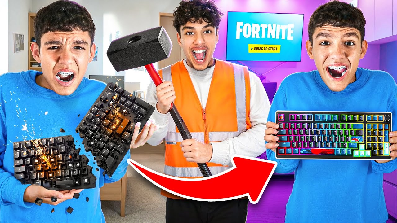 Destroying Little Brothers Keyboard, Then Surprising Him With NEW ONE!