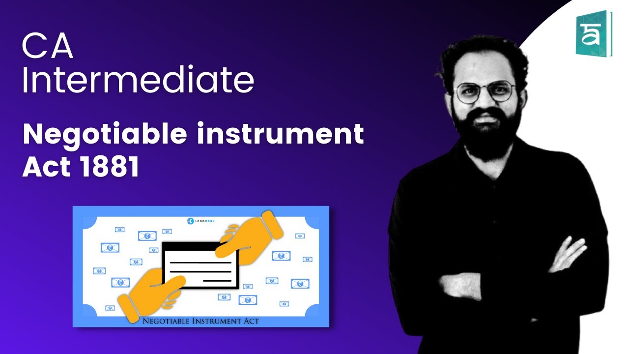 Negotiable instrument act 1881 CA Intermediate | Corporate Laws Chapter 3 | English | CS Sai Kumar
