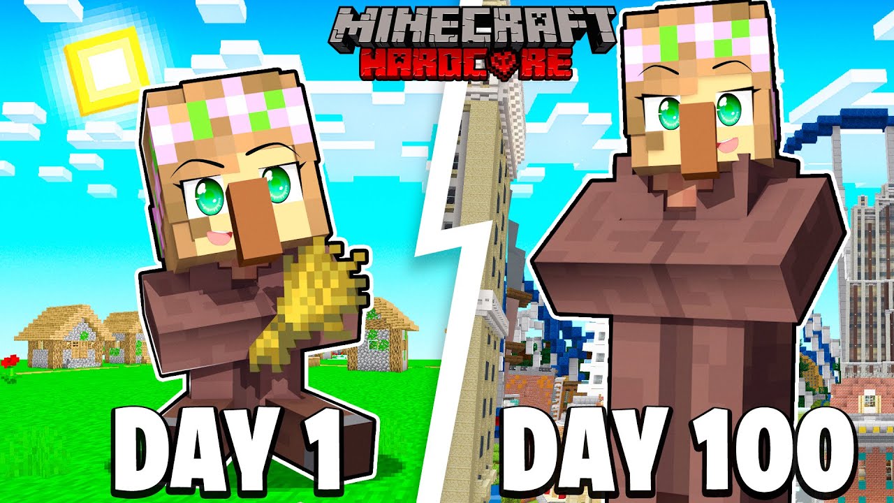 I Survived 100 DAYS as a VILLAGER in Minecraft