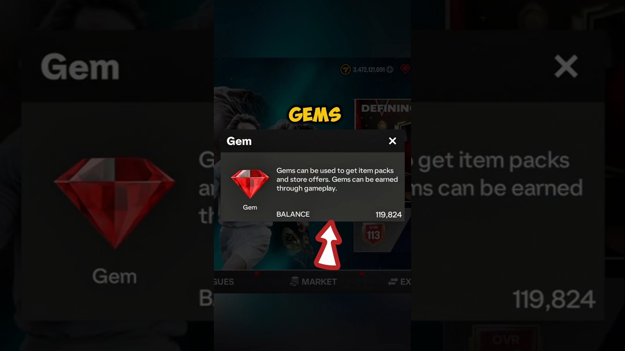 КАК БЫСТРО ПОЛУЧИТЬ БЕСПЛАТНЫЕ АЛМАЗНЫЕ КАМНИ В EA FC FIFA MOBILE 24 25 #shorts #fcmobile #gems
