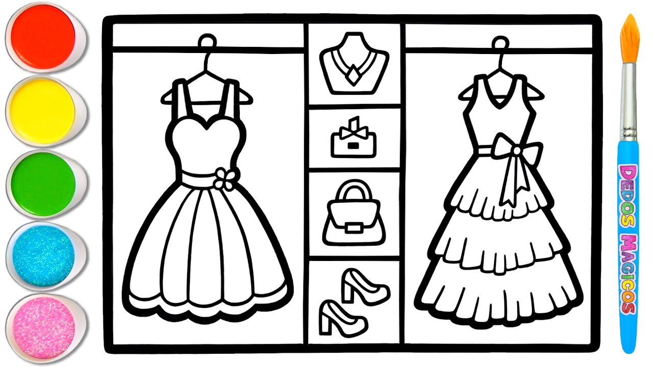 Dibujemos y Pintemos Hermosos Vestidos en un Armario 👗✨👒 Dibujos de Atuendos #204