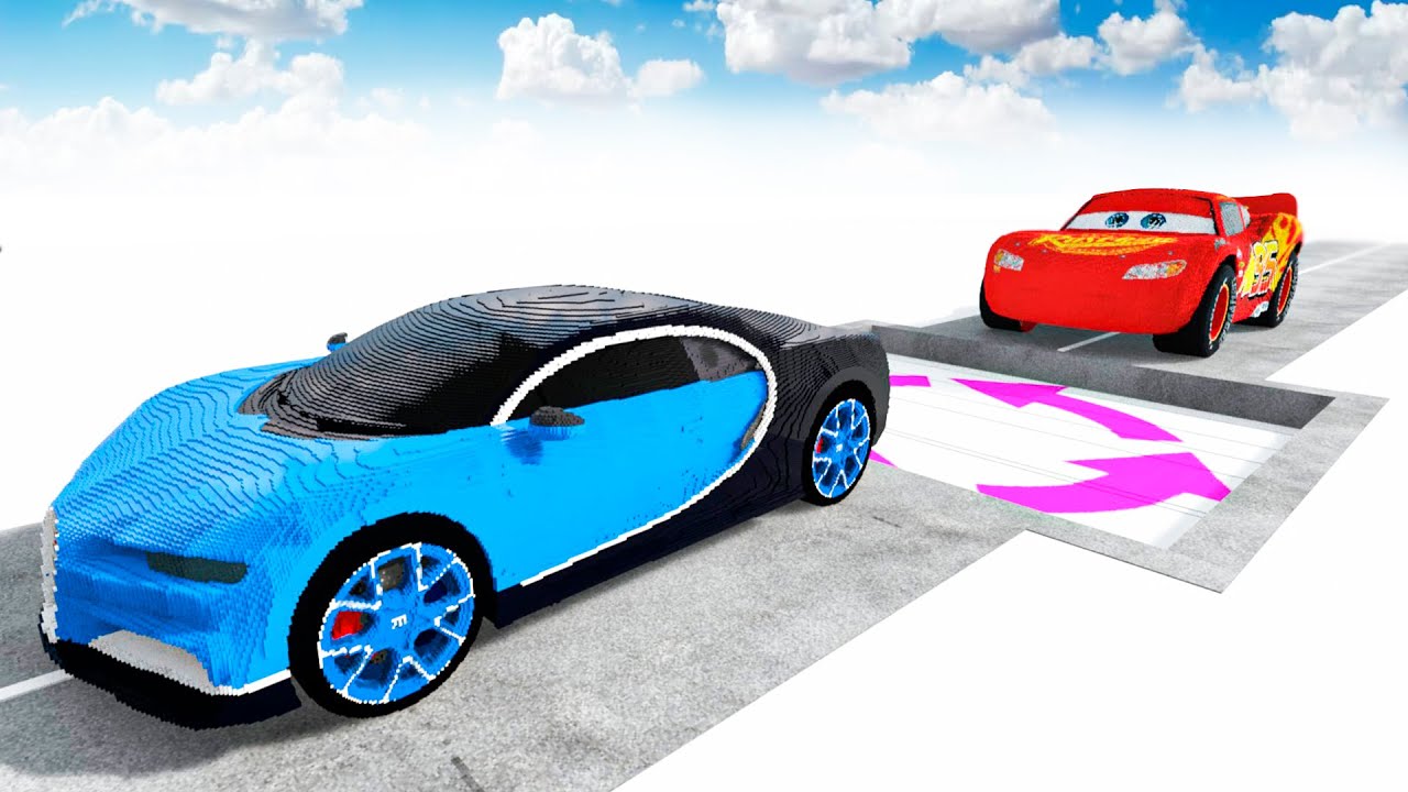 McQueen Giant Transforming Pit to BUGATTI CHIRON in Teardown!