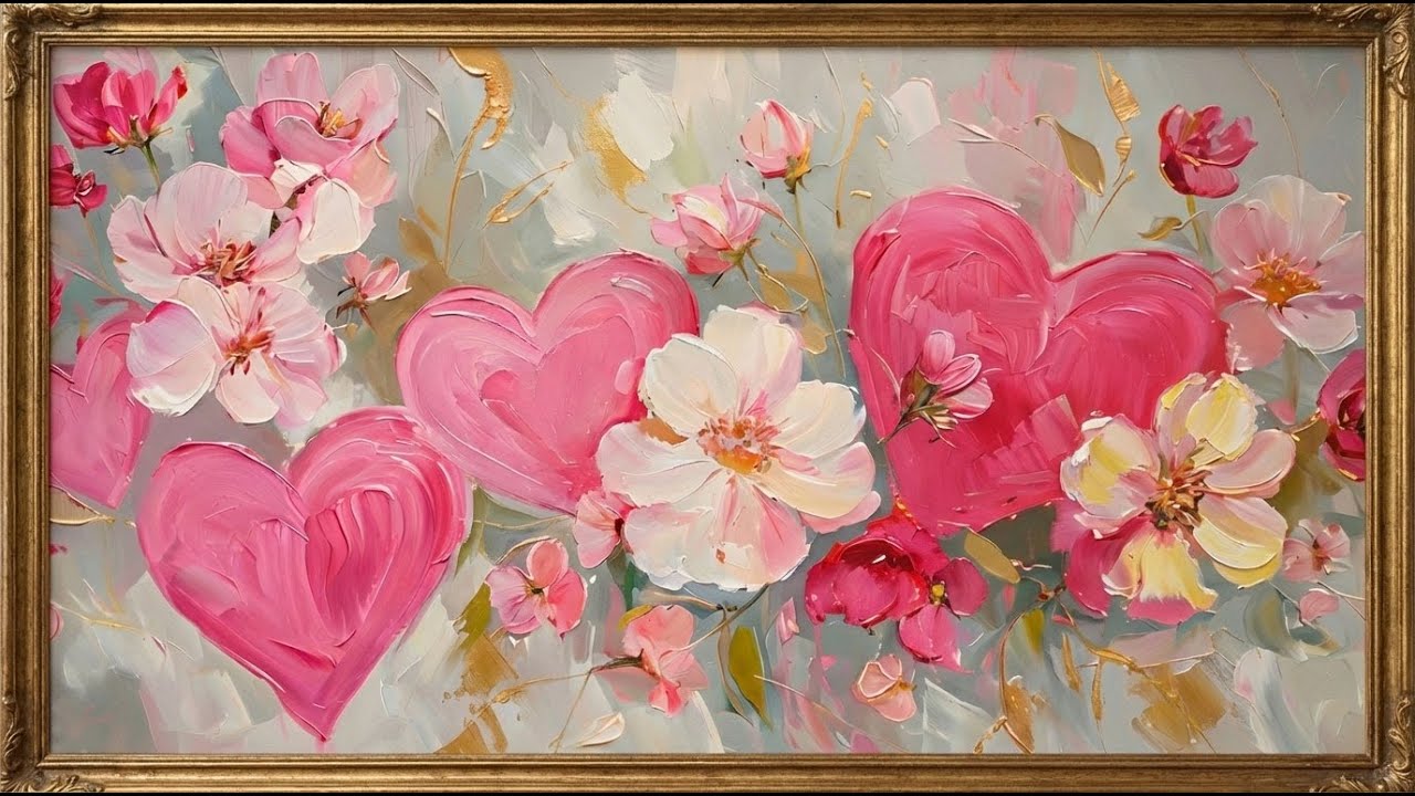 Valentine's Day Pink Floral Art | Romantic 4K Screensaver for TV & Monitor | SSM Art 💖