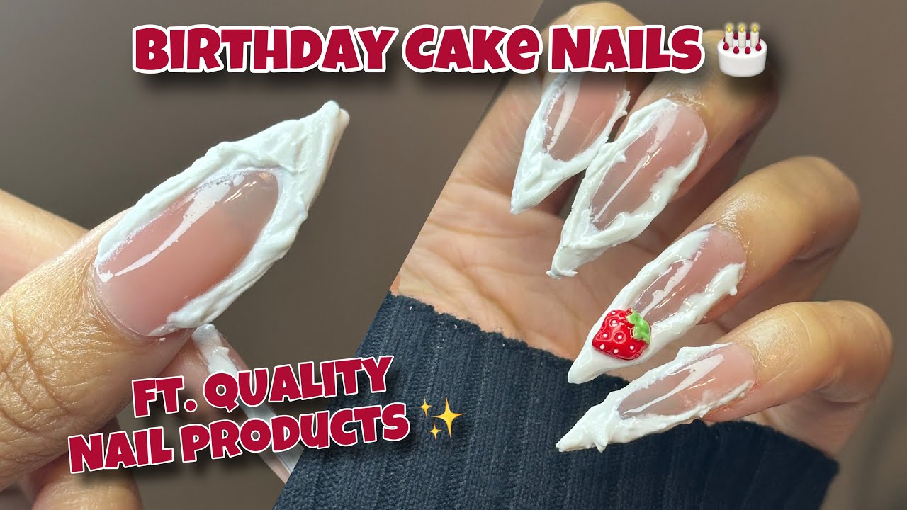 VIRAL Birthday Cake Nails ✨ Gel-X Nails Tutorial 🎂🤍 Feat. QUALITY Nail Supplies!