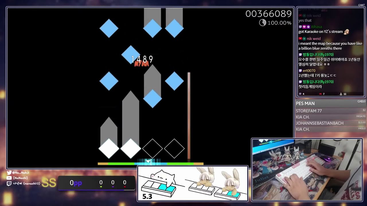 [OSU!MANIA] ★6.4 xi - Blue Zenith [4K] #0000FF 99.94% Global rank 23!! 489 PP Play POGGGGG!