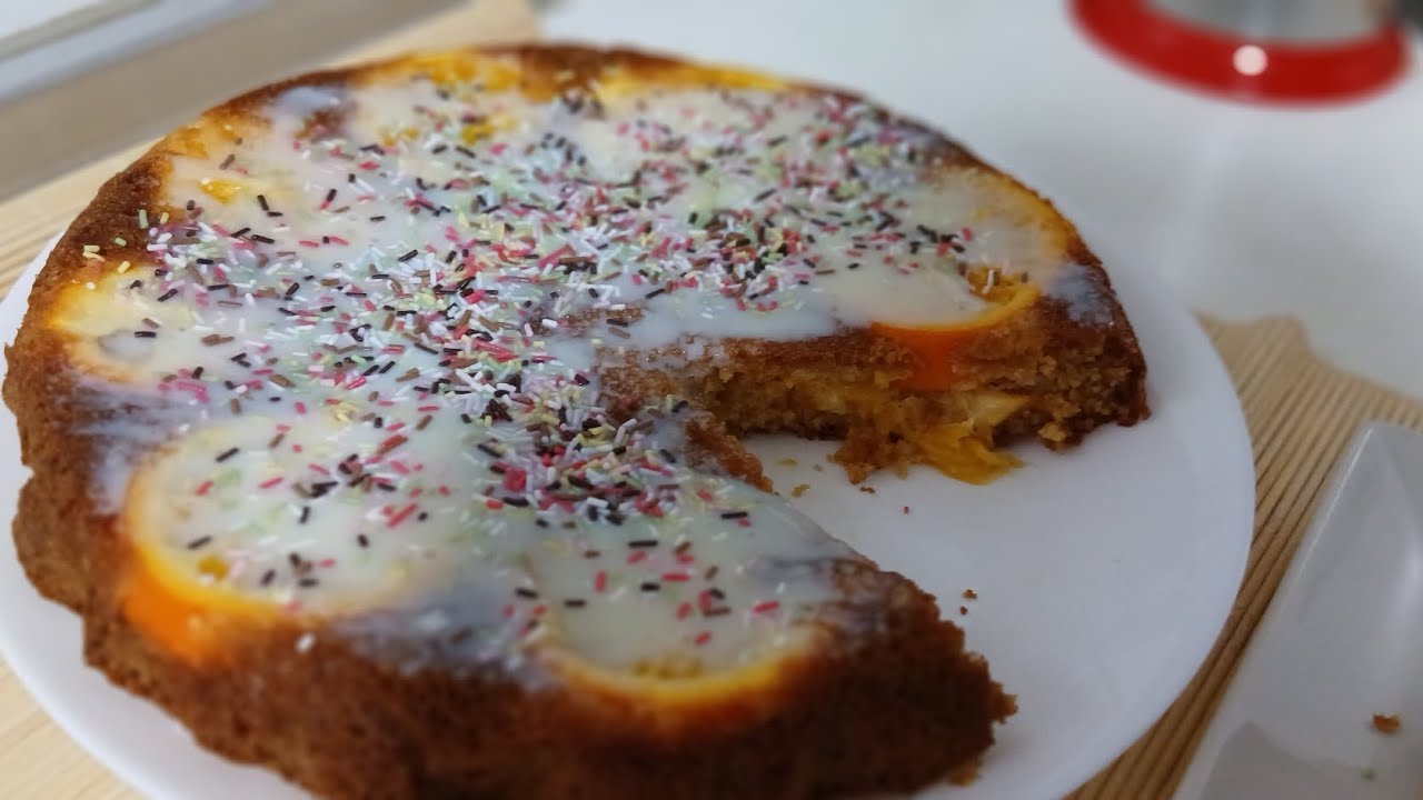 Orange Cake | Eggless Orange Cake | Upside Down Orange Cake
