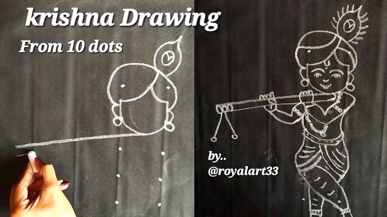 Krishna Drawing From 10 Dots - Krishna Drawing video #krishna @RoyalArt33 @AruzKitchen 
