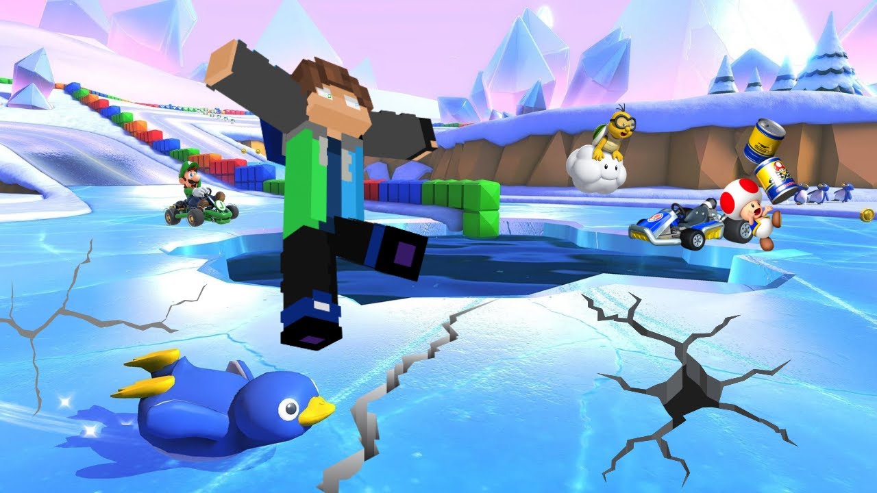 Mario Kart 8 Deluxe GBA Snow Land but the Screen Shakes