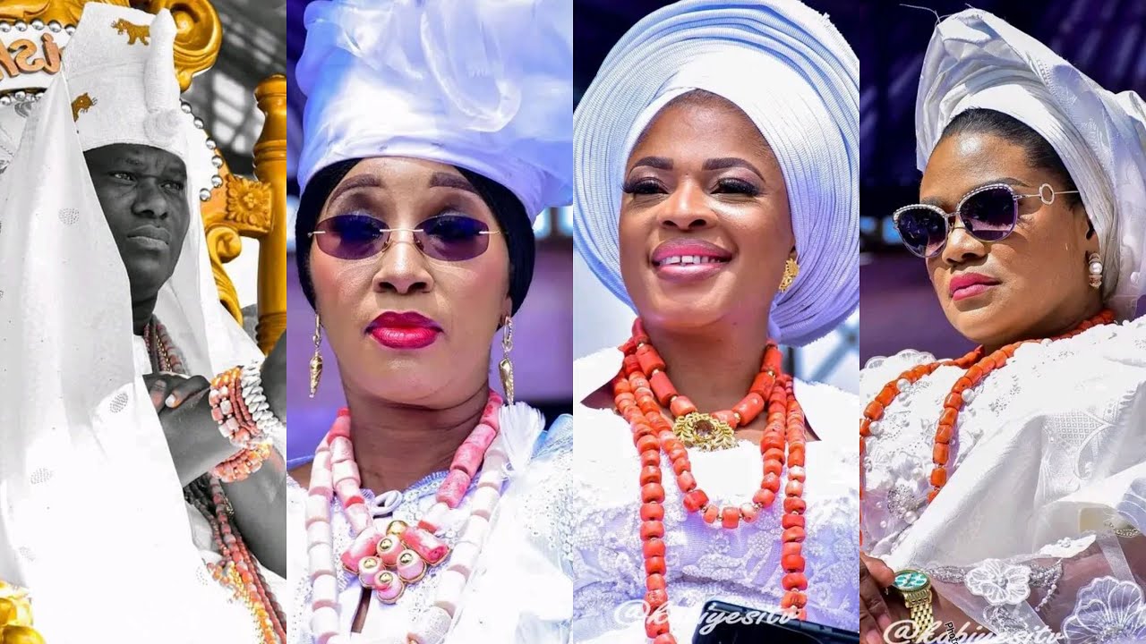OONI OF IFE LOVELY MOMENTS WITH HIS BEAUTIFUL QUEENS AT OLOJO FESTIVAL