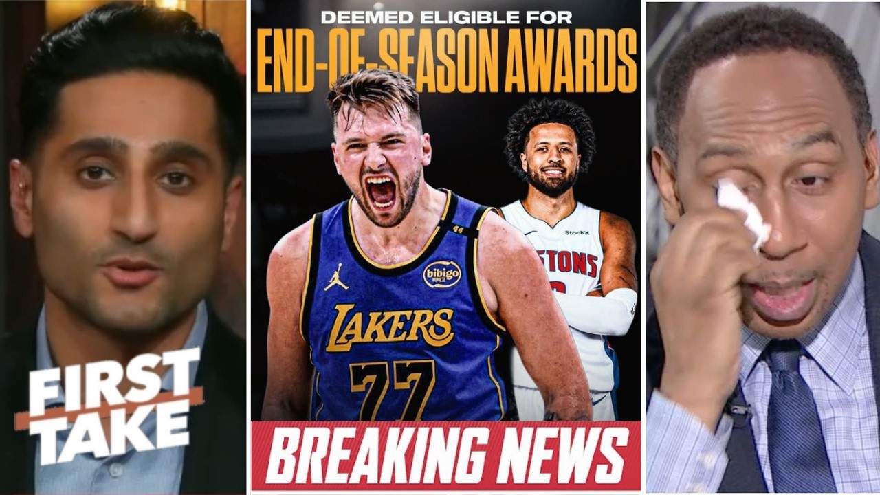 FIRST TAKE | Shams BREAKING: Luka Doncic & Cade eligible for end-of-season awards - Stephen A. Smith