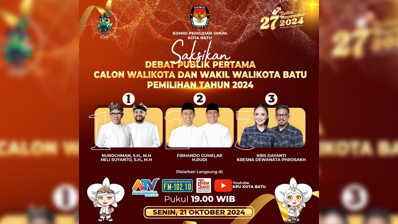 DEBAT PUBLIK PERTAMA CALON WALIKOTA DAN WAKIL WALIKOTA BATU PEMILIHAN TAHUN 2024