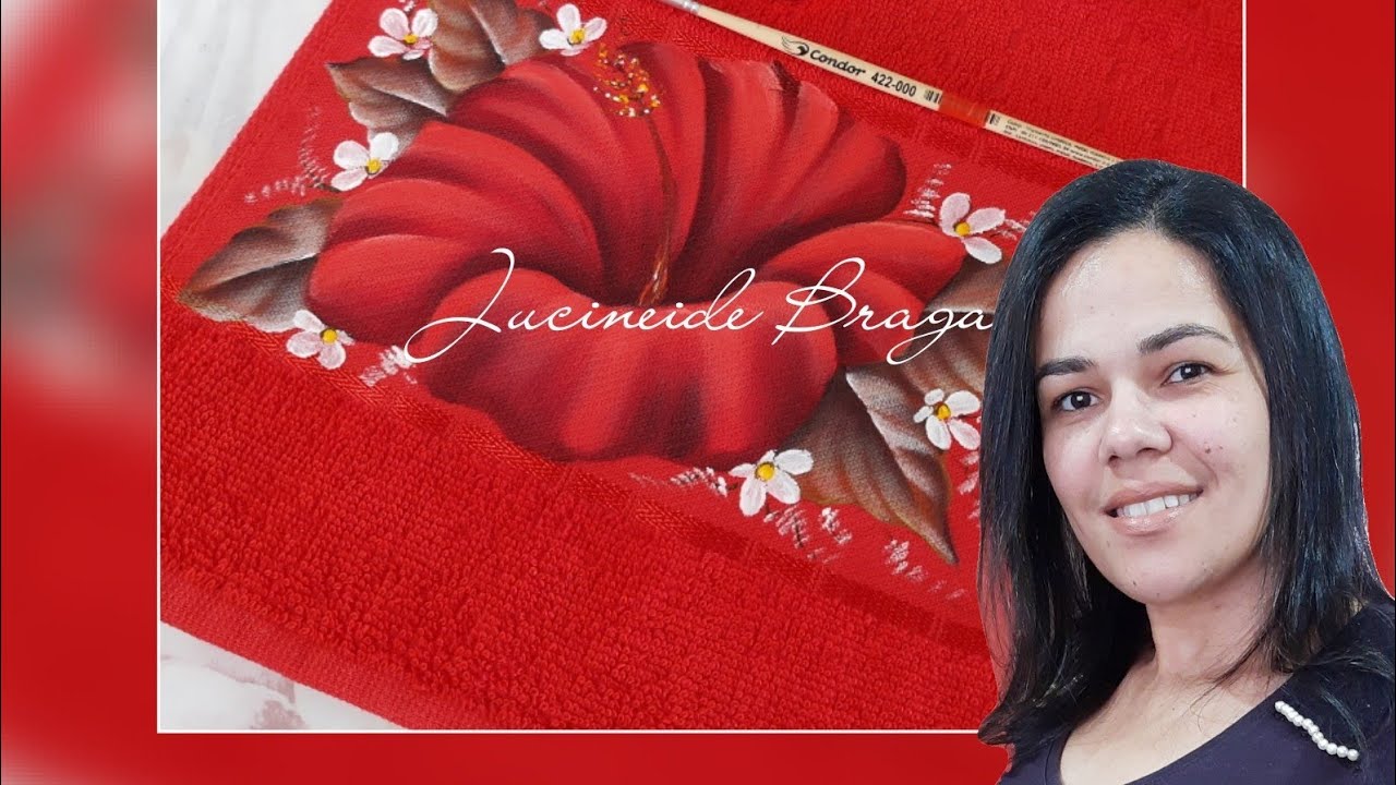 Como pinto hibiscos - pintura em toalhas coloridas #döhler