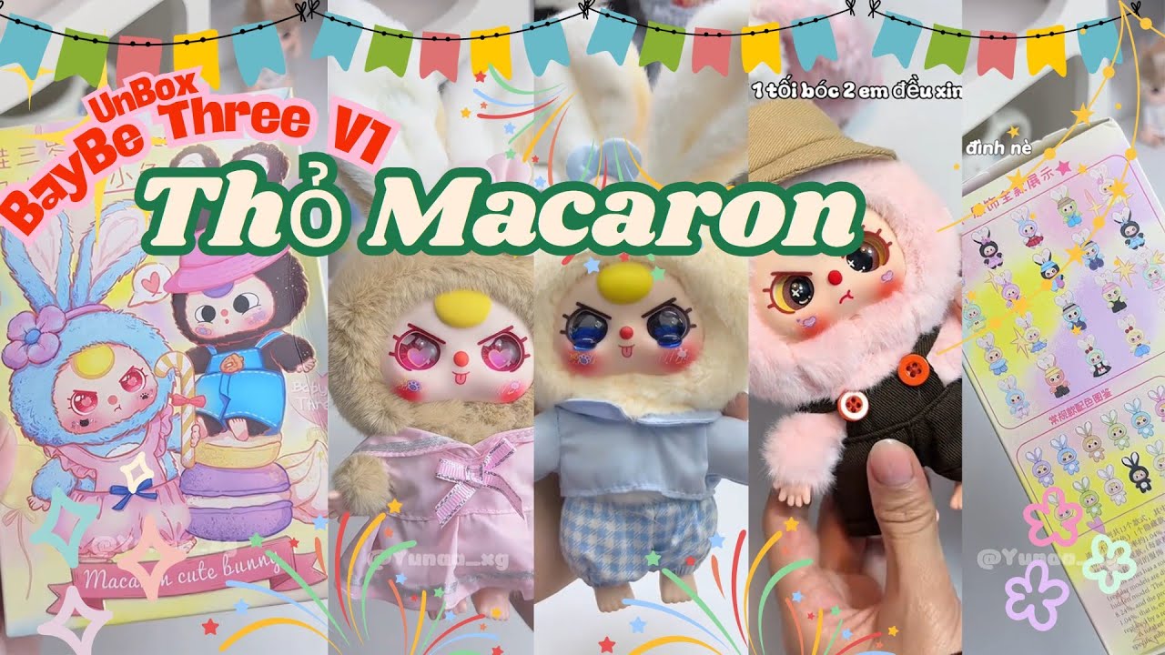 [Tổng hợp ]✨🍀 Unbox  Baby Three Thỏ Macaron "bé ba"  
