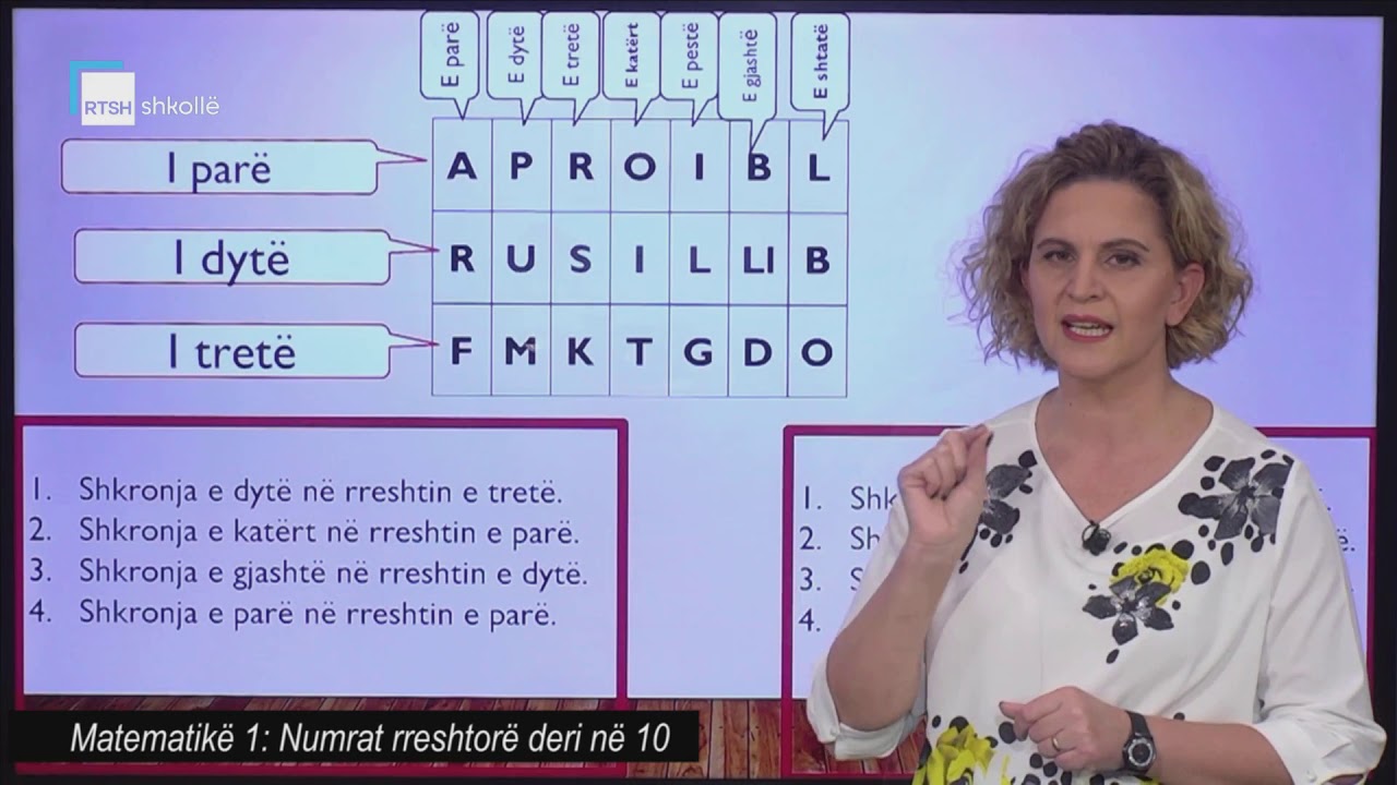 Matematikë 1 - Numrat rreshtorë deri në 5. Numrat rreshtorë deri në 10.