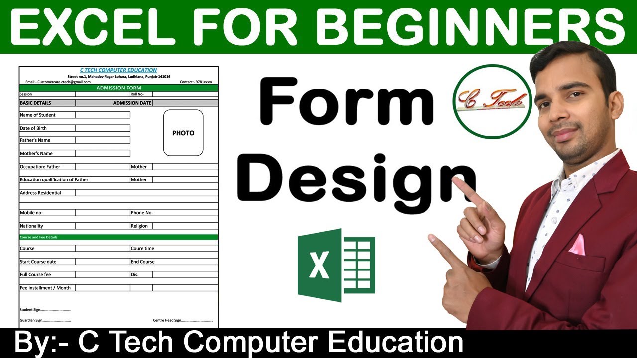how to create Admission Form in Ms Excel l Excel for Beginners by C Tech