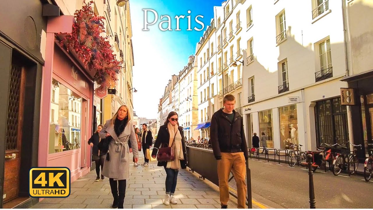 Paris Walking Tour, 3rd Arrondissement of Paris ( Upper Marais ) [4K UHD]