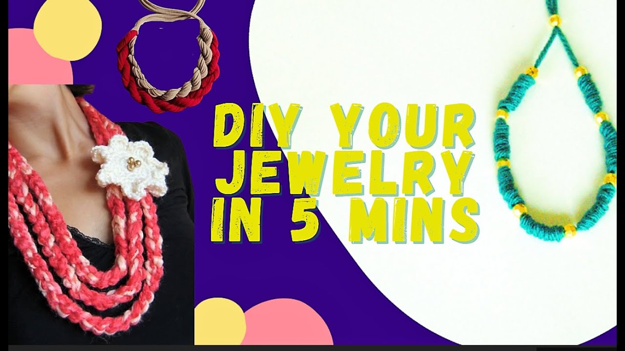 Yarn Necklace | Yarn Jewelry | DIY Wollen Jewelry | Wollen Handmade Jewelry | Easy Jewelry Making