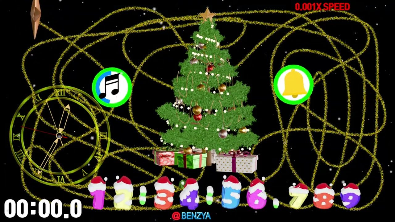 🎁Веселая рождественская ёлка 🎄❆ 12:34:56.789 ~ 0 таймер обратного отсчёта будильник🔔speedfeeling