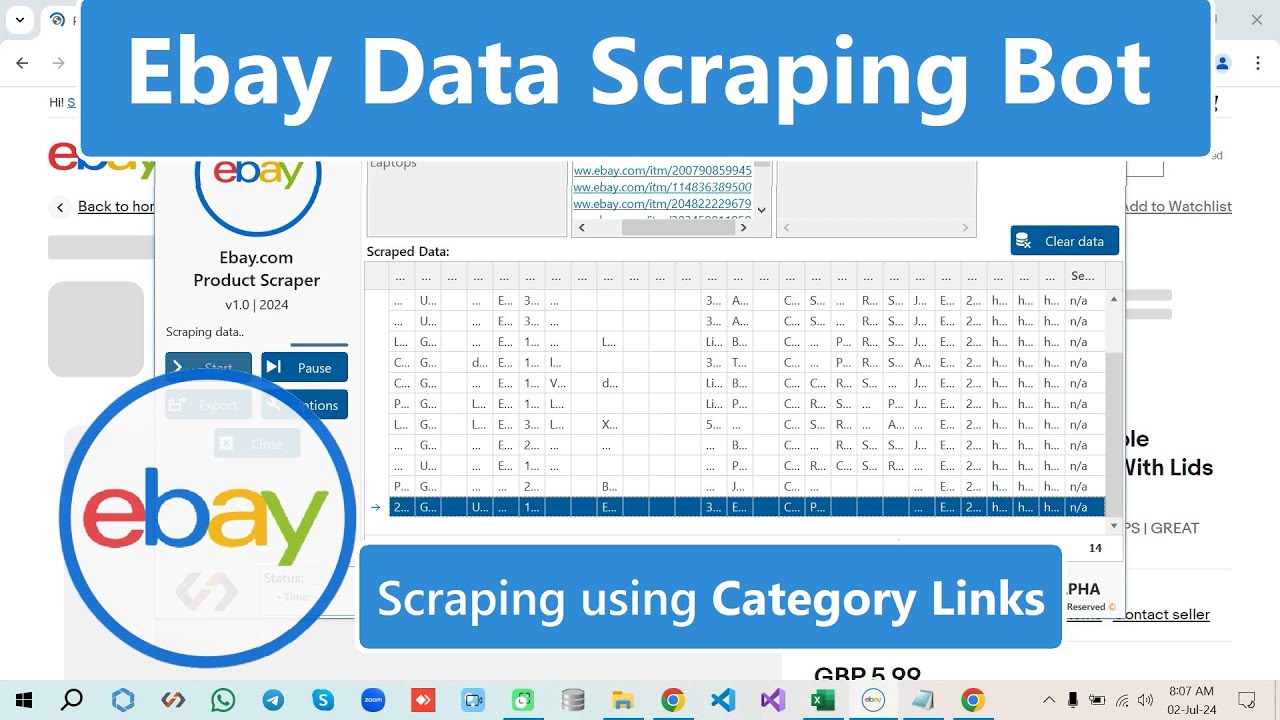 Ebay Products Data Scraping Bot |  Extract Product Title, Price, SKU, & Images using Category Links