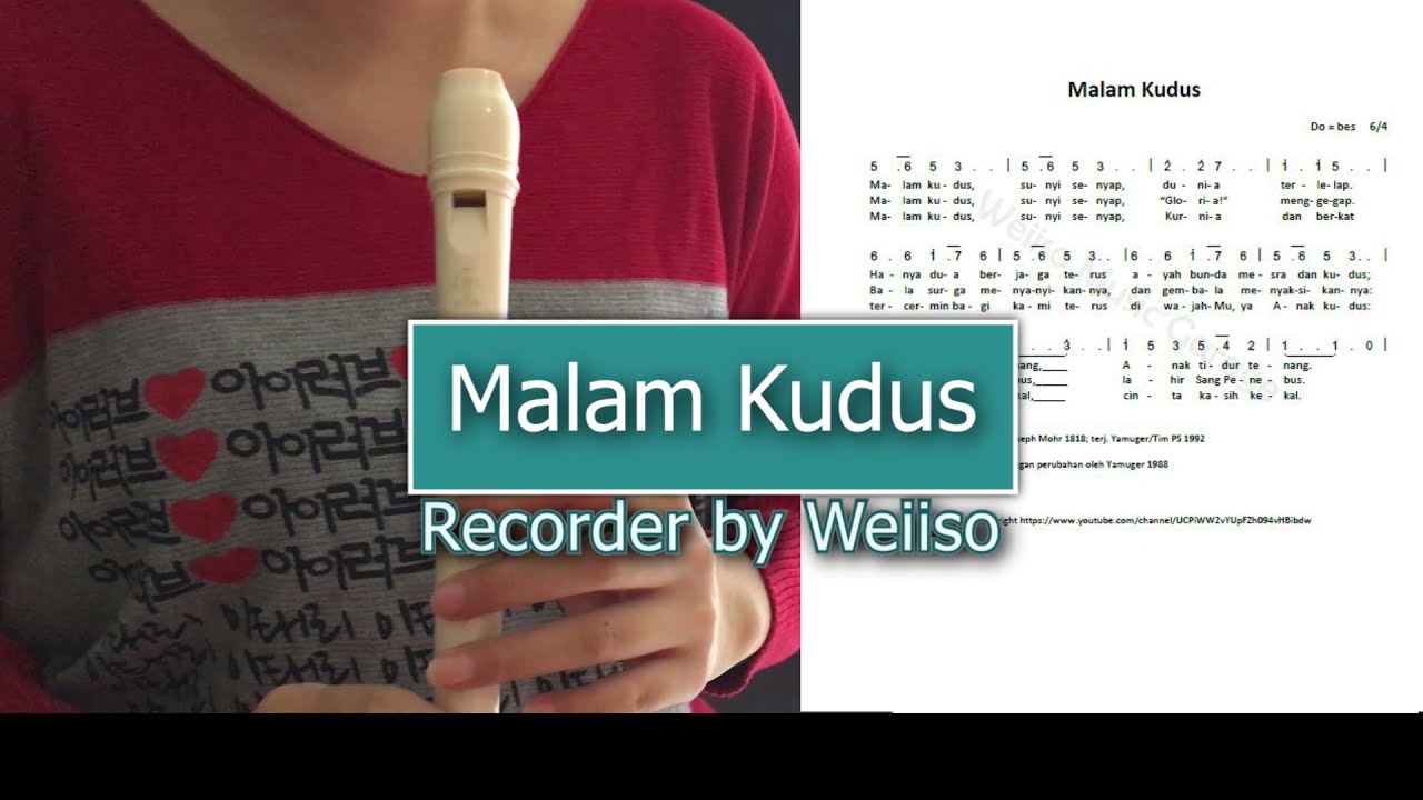 Tutorial Malam Kudus (Christmas Music with Recorder by WEIISO), Lagu Rohani Masa Natal