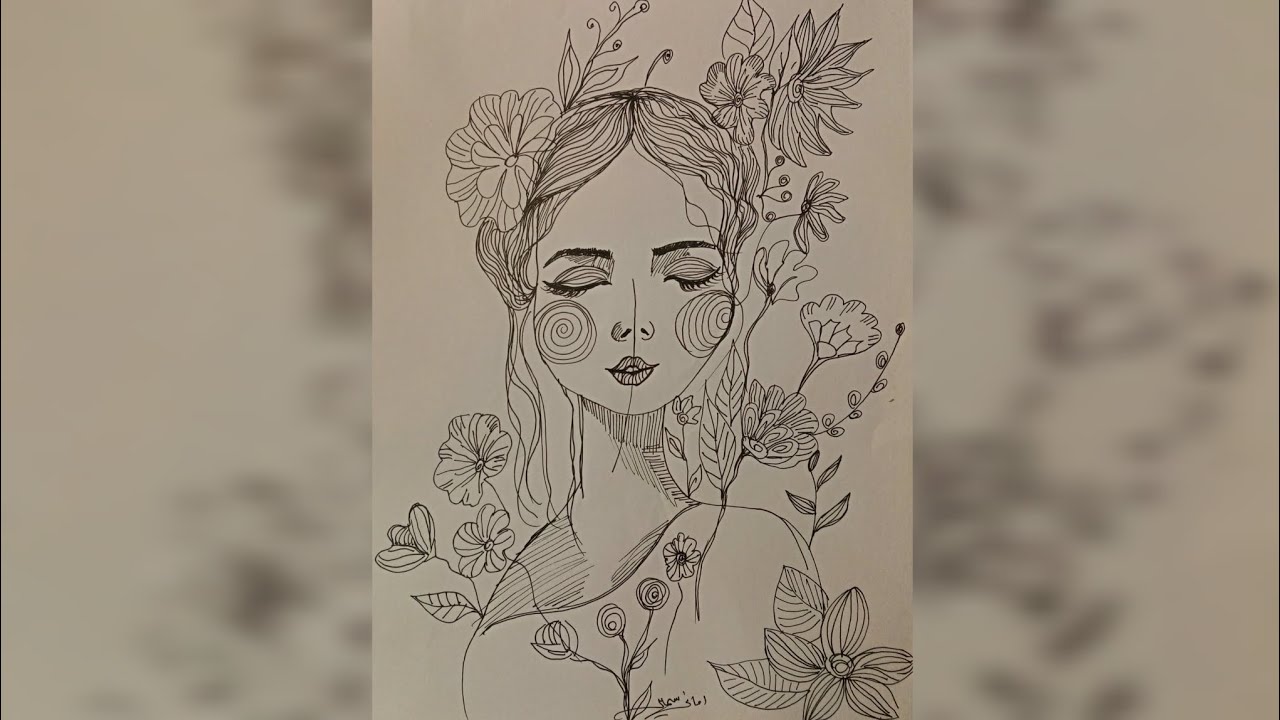 رسومات واسكتشات للفن الشعبي /رسم فتاه 