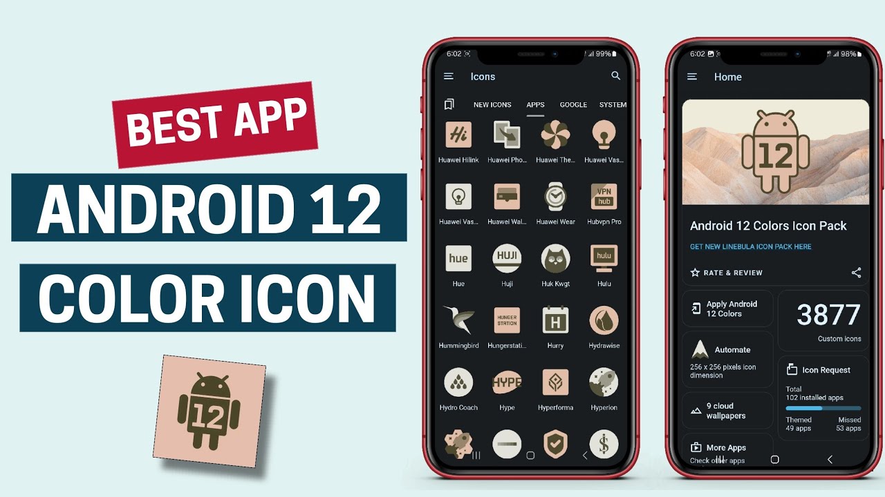 Best Android 12 Colors Icon Pack app for Android
