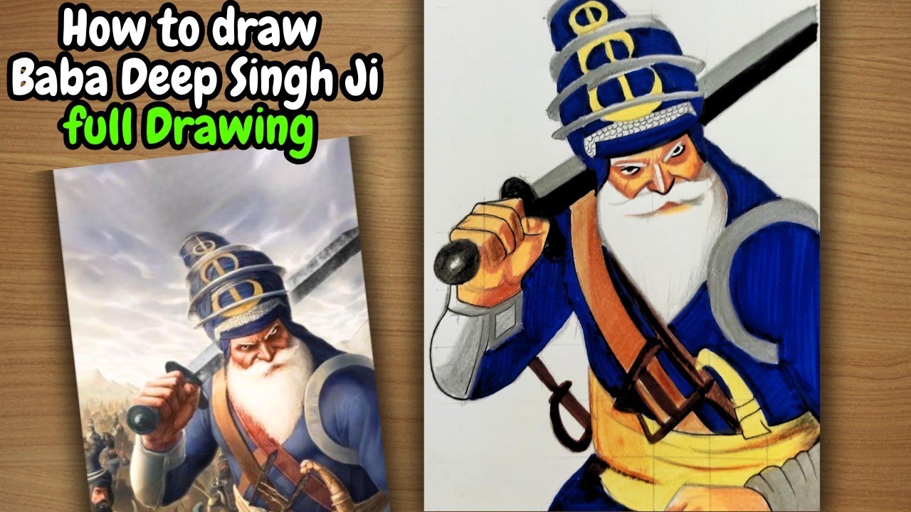 How to Draw Baba Deep Singh Ji | Step by Step Drawing Tutorial | Drawing Baba deep Singh Ji easy