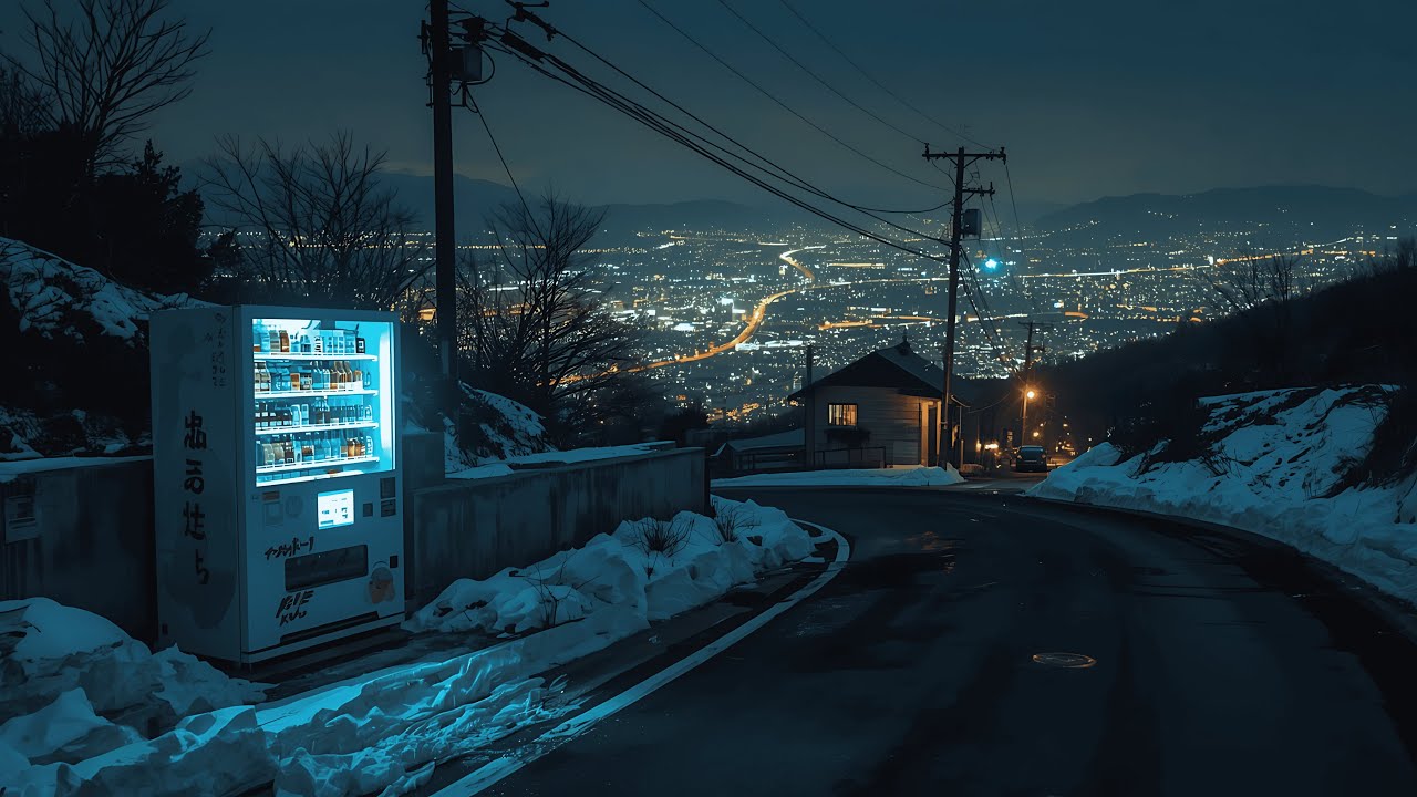 Tokyo at 2 AM Beneath a Cold Winter Sky ❄️ | 90s Lofi — Empty Roads & Neon Silence