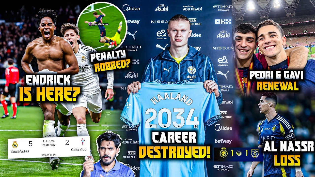Real Madrid Robbed Celta, Haaland 10 Year Contract, Ronaldo draws again, Barca extensions