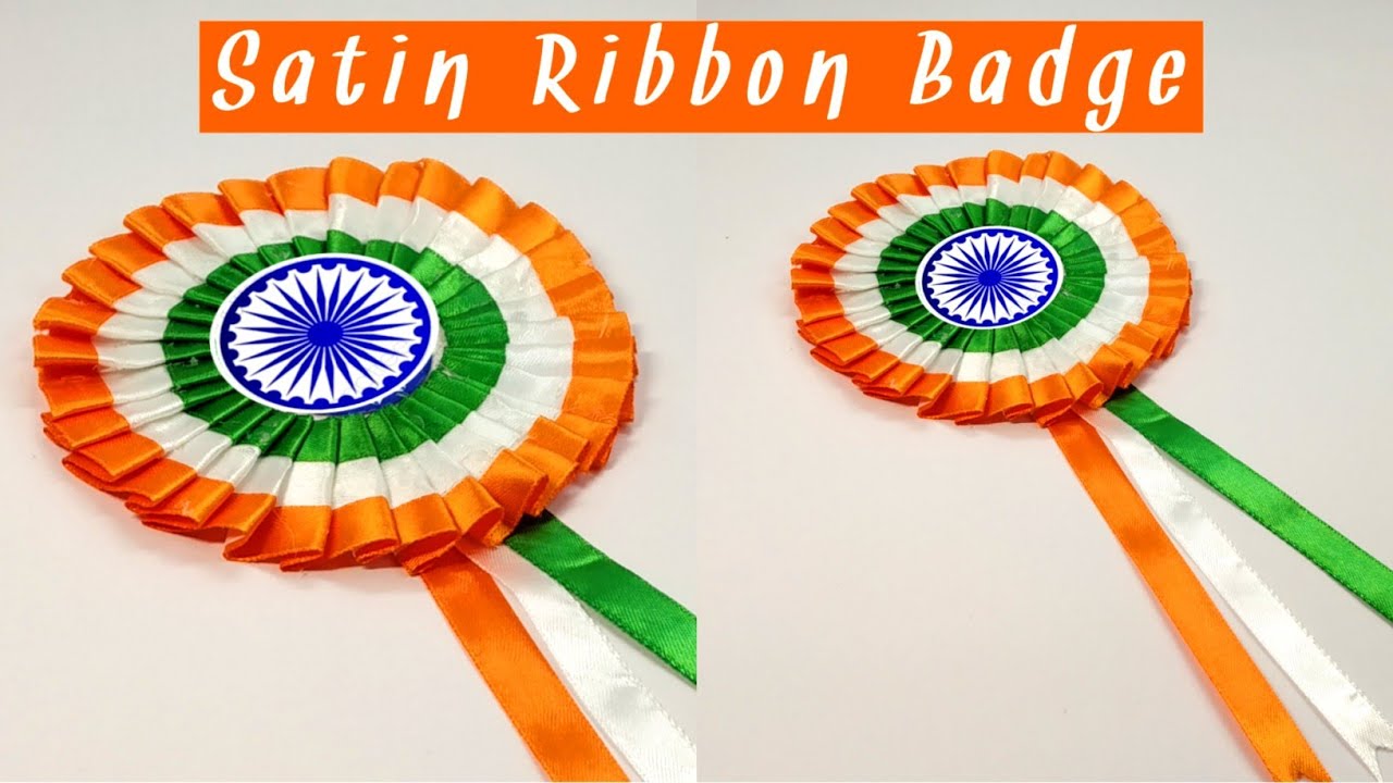 DIY Republic Day Badge Making/Easy Satin Ribbon Badge Design/Independence Day Badge Ideas