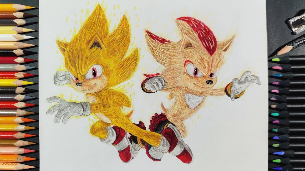 Dibujo a Super Sonic y Super Shadow | Sonic 3 La película | Drawing Super Sonic and Super Shadow