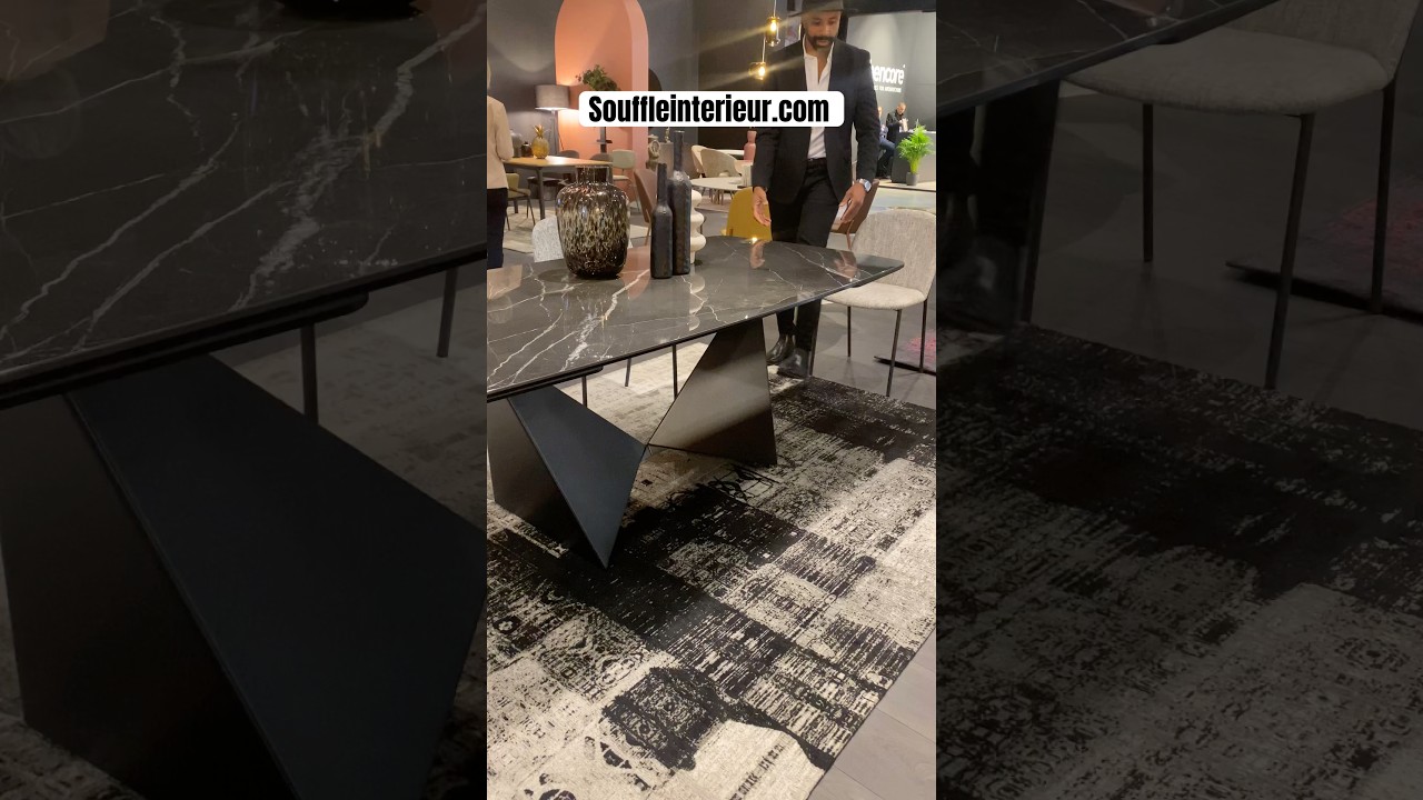 Table céramique extensible effet marbre noir - souffleinterieur.com￼