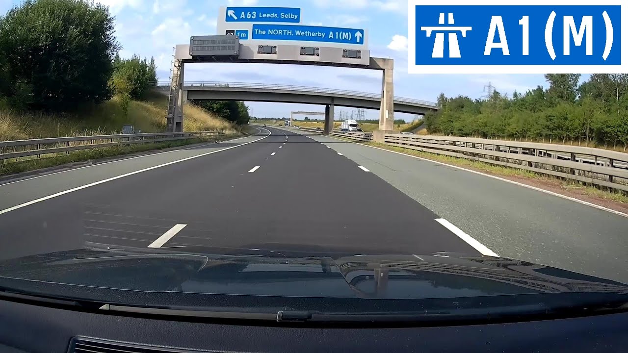 Driving in the UK - A1(M) Motorway - J41 (M62 - Ferrybridge) - J43 (M1 - Micklefield)