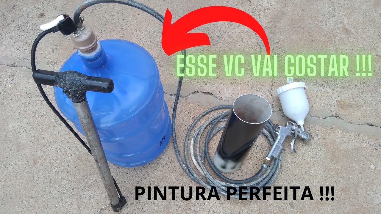 COMO FAZER UM COMPRESSOR CASEIRO COM GALÃO DE AGUA E BOMBA DE ENCHER PNEU, PARA PINTURA, BAIXO CUSTO