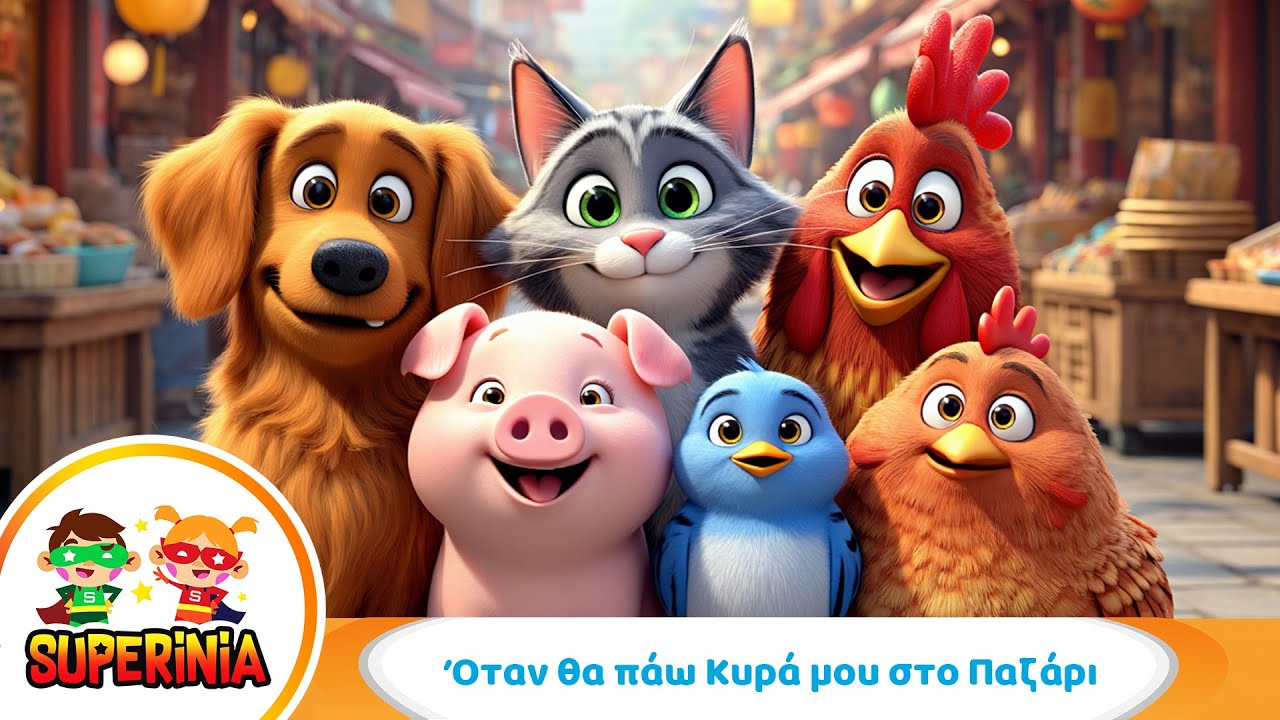 Superinia - Όταν θα Πάω Κυρά μου στο Παζάρι 🐓🎶 | Παραδοσιακό Παιδικό Τραγούδι με Ζώα