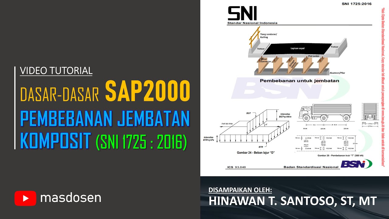 SAP2000 : Teori Pembebanan Jembatan (SNI 1725:2016) - Hinawan T. Santoso, ST, MT