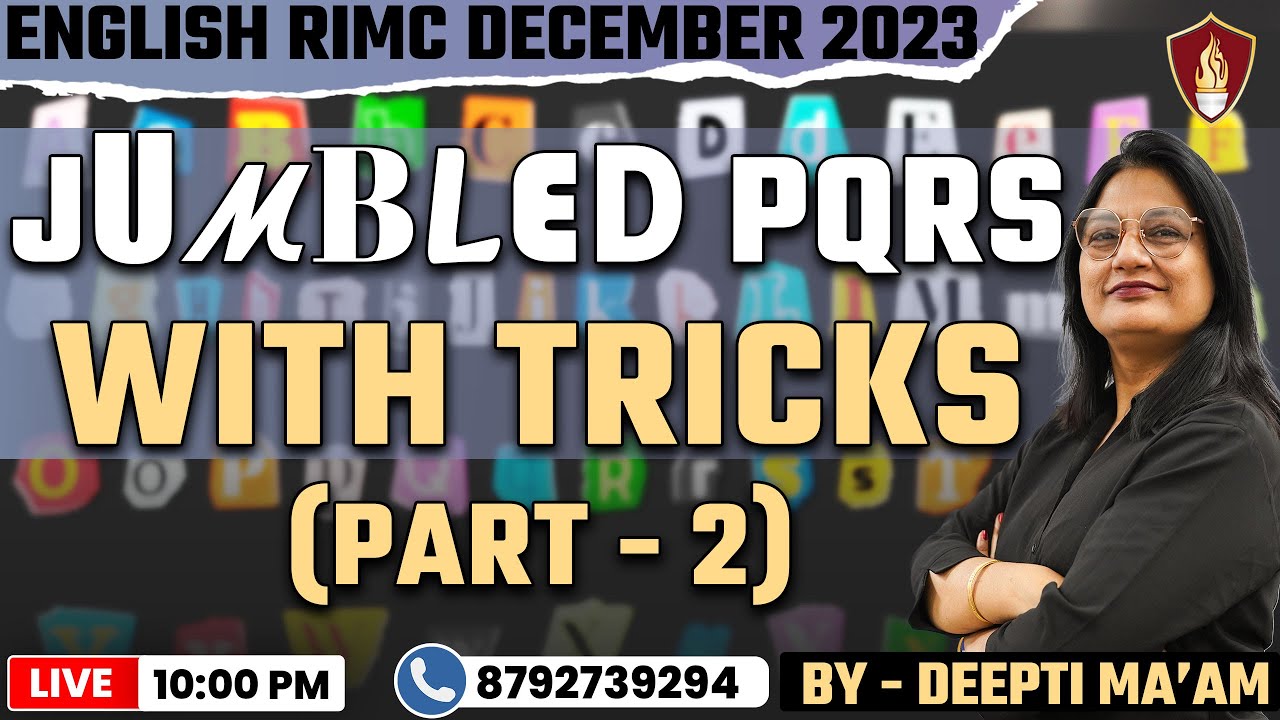 Jumbled PQRS - With Tricks ( Part - 2) | RIMC English | RIMC Online Coaching | RIMC Dec 2023