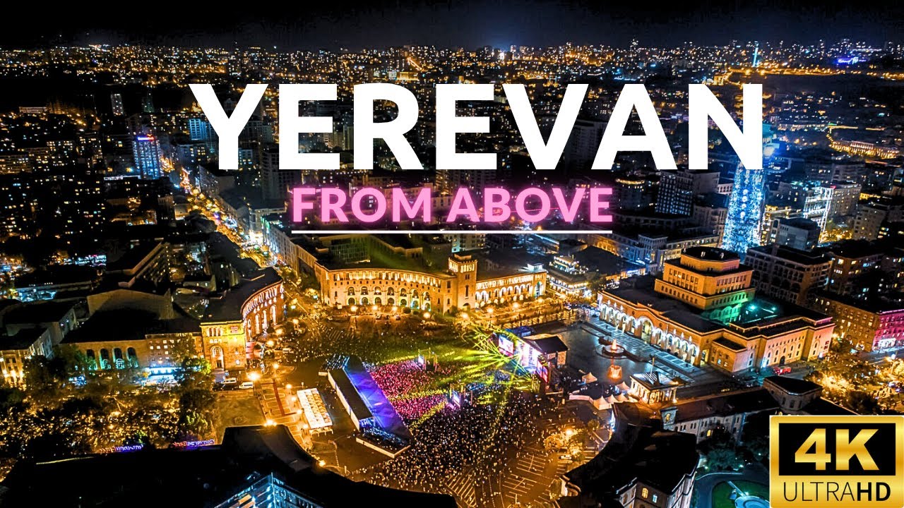 [4K] YEREVAN at NIGHT, Drone  Aerial footage of Yerevan, Armenia