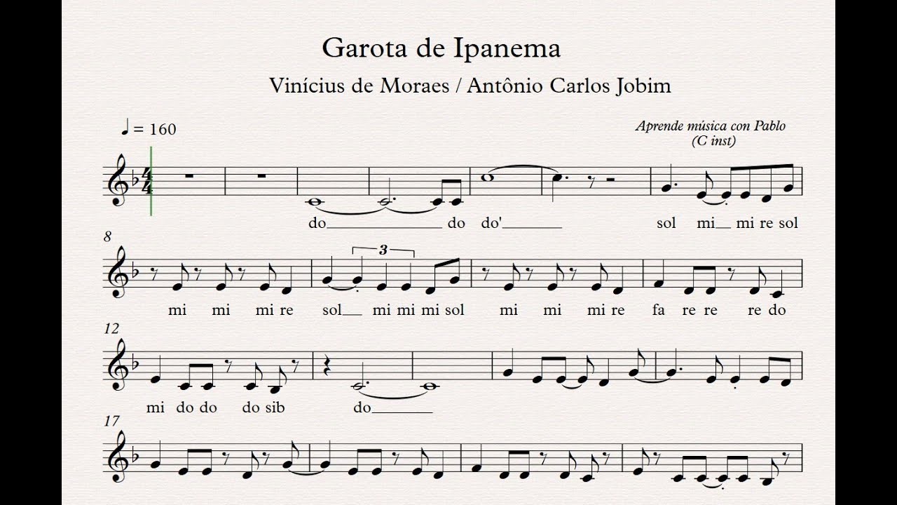 GAROTA DE IPANEMA:  (flauta, violín, oboe...) (partitura con playback)