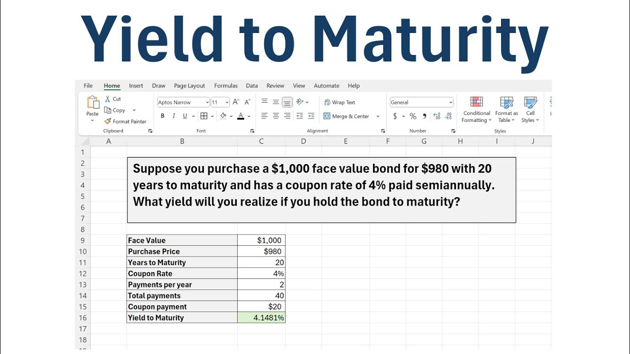 Рассчитать доходность к погашению в Excel (пошаговый пример)