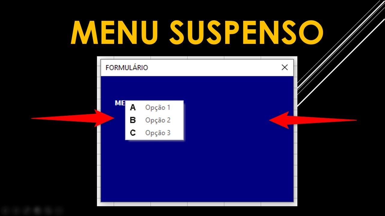 MENU SUSPENSO PERSONALIZADO em Formulário Excel VBA