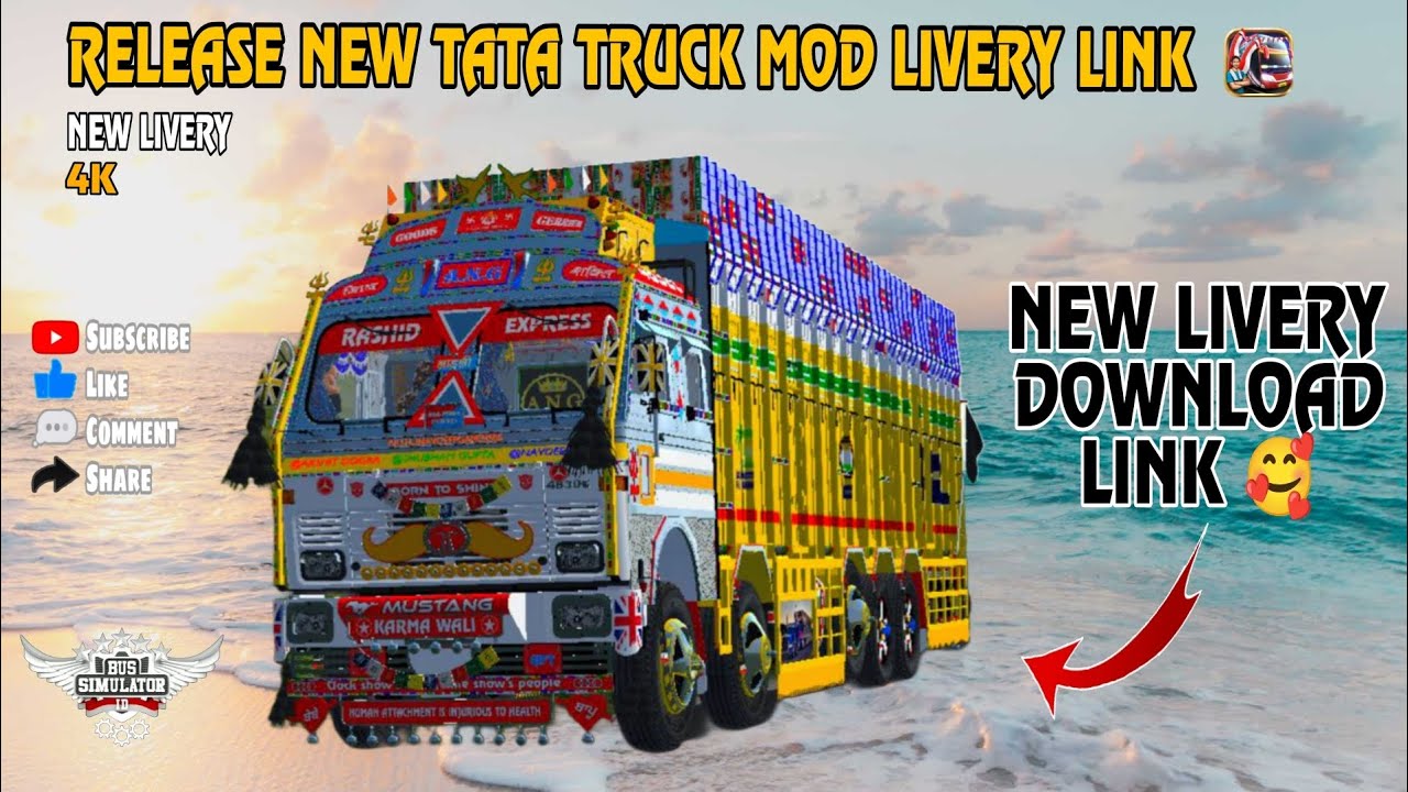 RELEASE NEW TATA TRUCK MOD & LIVERY DOWNLOAD LINK // BUS SIMULATOR INDONESIA // NEW LIVERY LINK 🥰