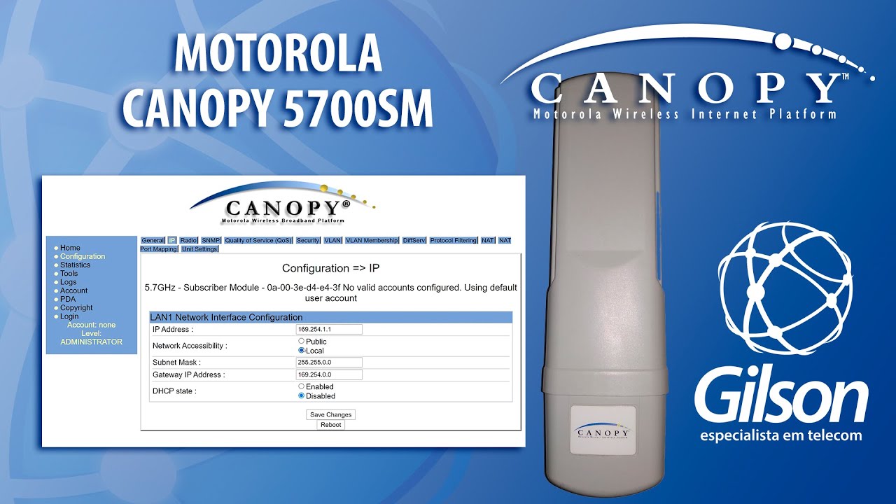 Motorola Canopy 5700SM (nostalgia do rádio) Configurações e Especificações