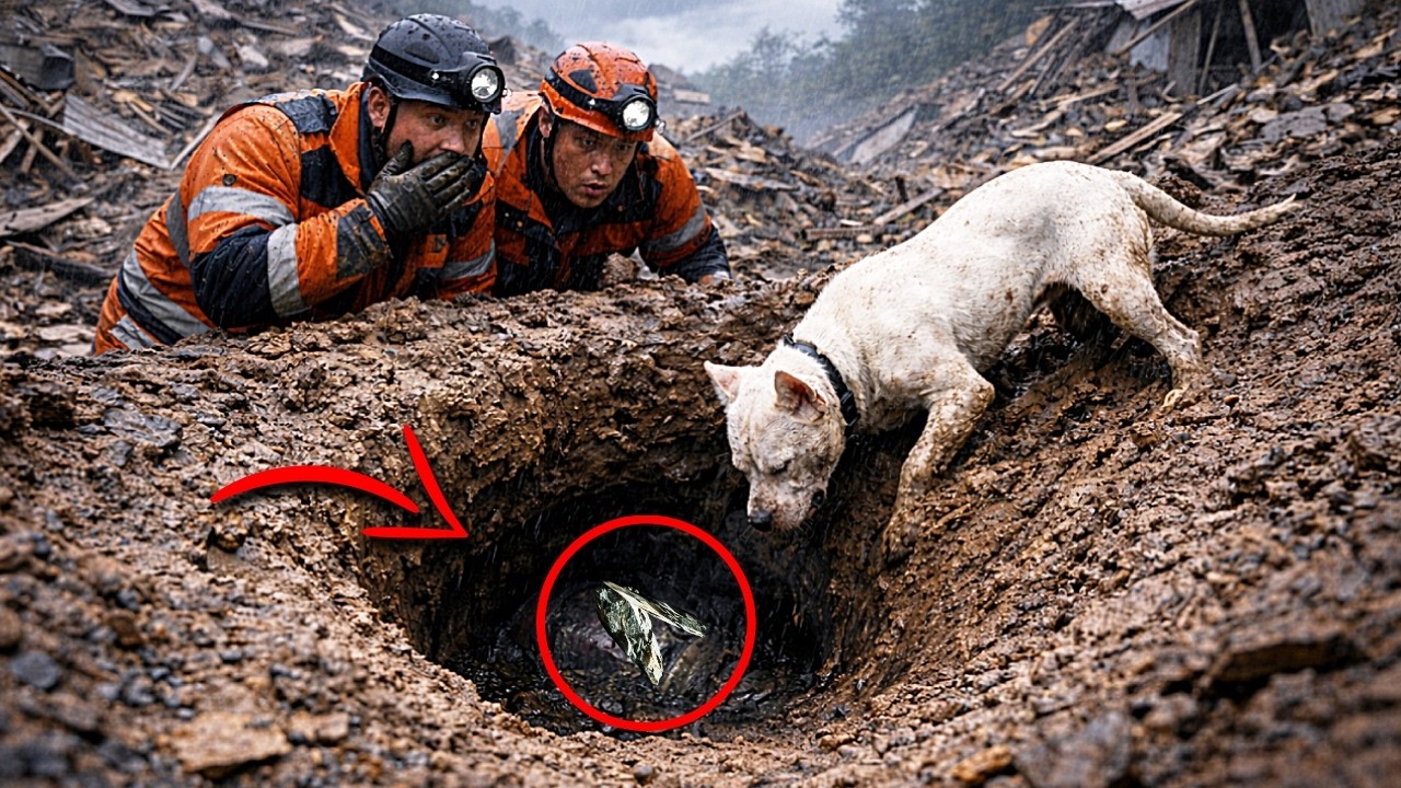 Dogo Argentino cava un hoyo tras un deslizamiento — lo que encontró impacta a todos.