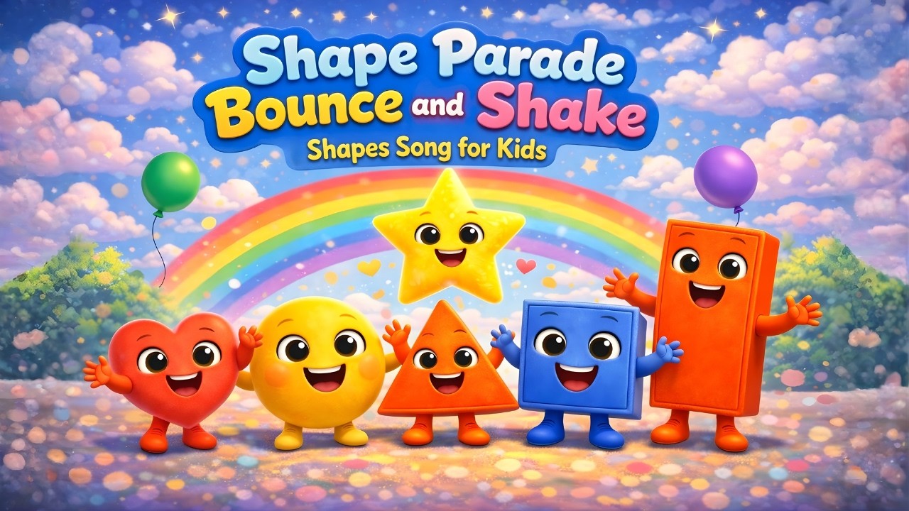Shape Parade Bounce and Shake | Shapes Song for Kids | Nursery Rhyme for Toddlers